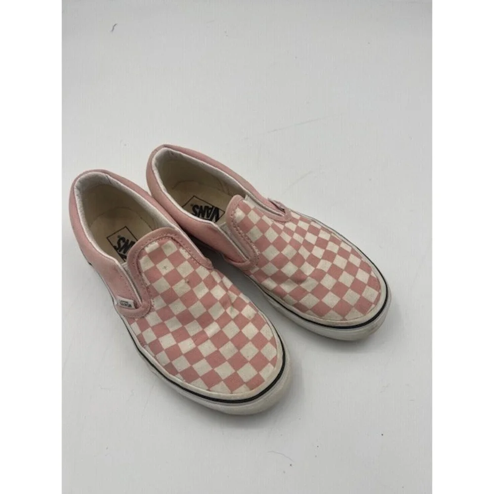 Vans Slip On Kids Size 3 Pink White Good Checkerboard Canvas Skate Shoes
